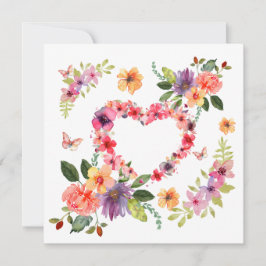 Tarjeta Corazón floral y flores