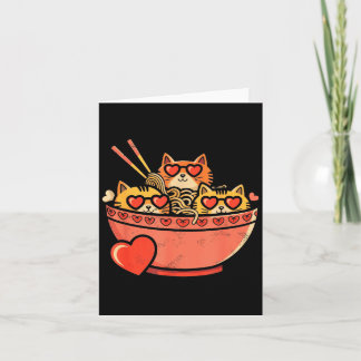 Tarjeta Corazón, gatos, fideos ramen, día de San Valentín