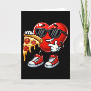 Tarjeta Corazón genial comiendo pizza San Valentín diverti