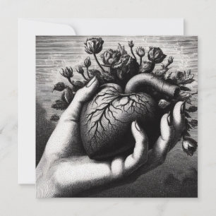 Tarjeta Corazón gótico vintage de San Valentín horror retr