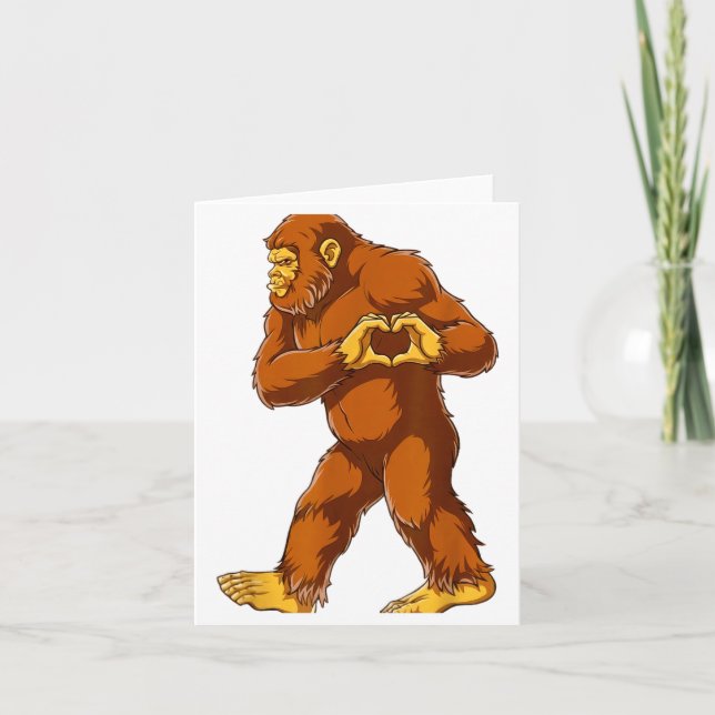 Tarjeta Corazón Grande de Bigfoot Manos Divertido Amante S (Anverso)