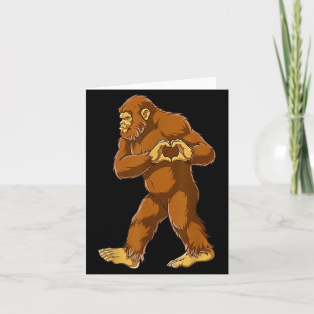 Tarjeta Corazón Grande de Manos Divertidas Sasquatch Amant (Anverso)