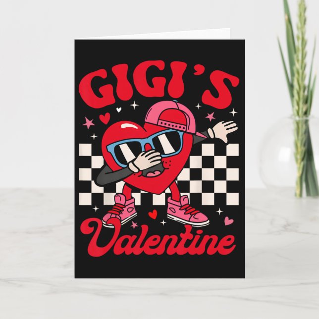 Tarjeta Corazón Groovy Dabbing Gigi’s Día de San Valentín  (Anverso)