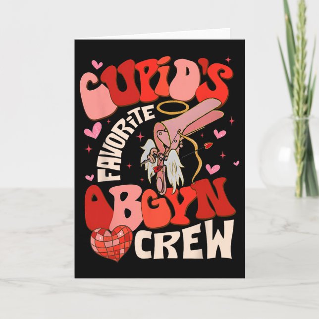 Tarjeta Corazón Groovy Disco Cupido's Crew Obgyn Favorito  (Anverso)