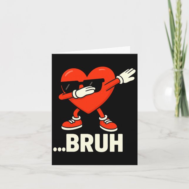 Tarjeta Corazón haciendo dabbing Singles ...bruh Meme dive (Anverso)