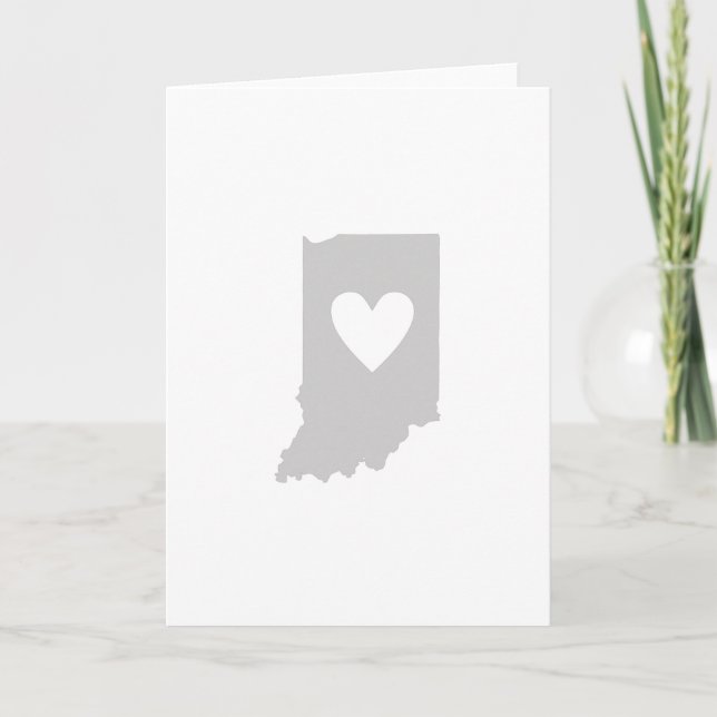 Tarjeta Corazón Indiana Hoosier State Map Shaped Greeting (Anverso)