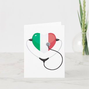 Tarjeta Corazón italiano con estetoscopio de atención médi