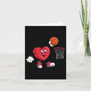 Tarjeta Corazón jugando baloncesto día de San Valentín par