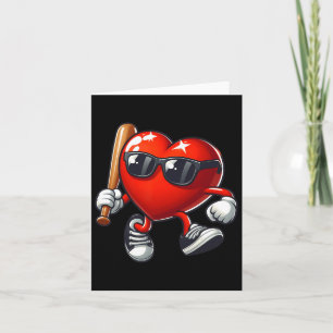 Tarjeta Corazón jugando béisbol divertido día de San Valen