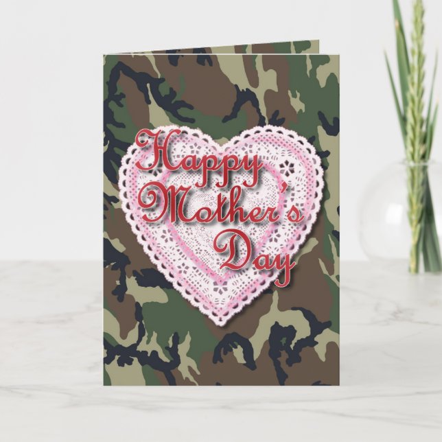 Tarjeta Corazón lacrimógeno para mamá militar en el Día de (Anverso)