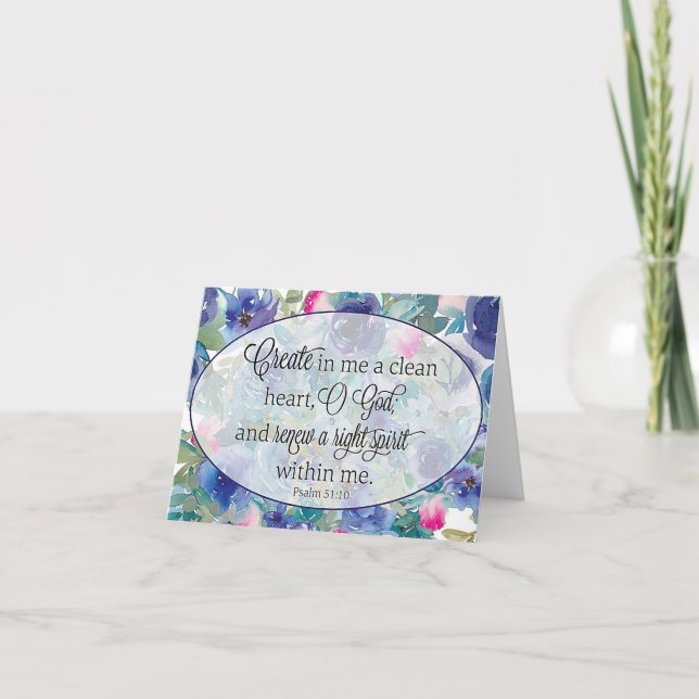 Tarjeta Corazón limpio floral azul y rosa (Anverso)