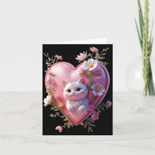 Tarjeta Corazón Lindo con un Gato Diseño Divertido Unisex