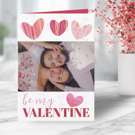 Tarjeta Corazón lindo Valentines rosa y rojo