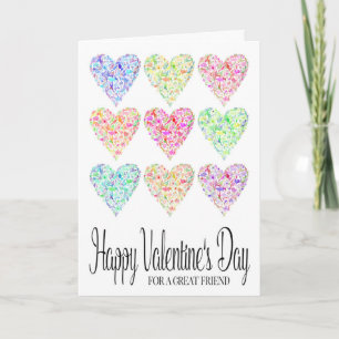 Tarjeta Corazón llenado Feliz Amigo de San Valentín