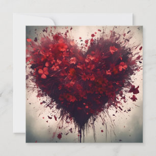 Tarjeta Corazón lleno de flores rojas que reventan
