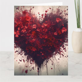 Tarjeta Corazón lleno de flores rojas que reventan