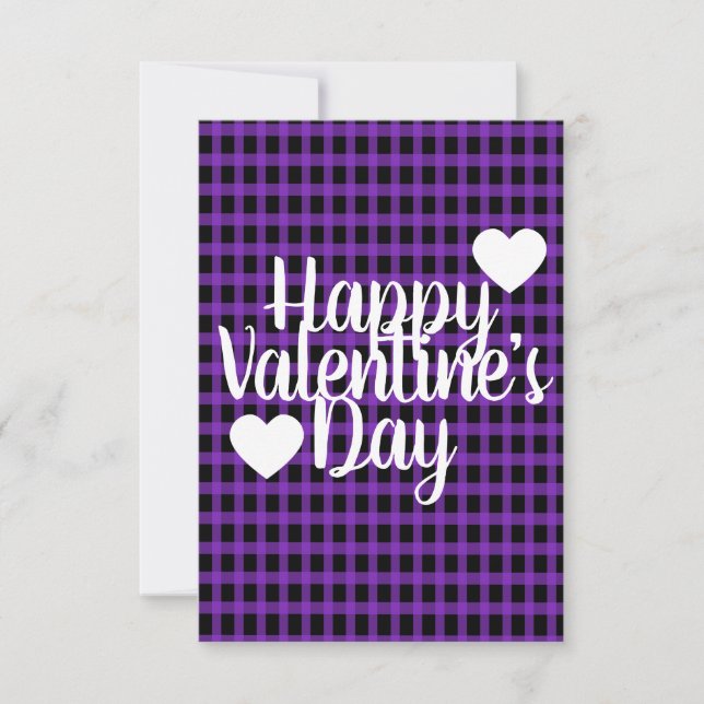 Tarjeta Corazón moderno de San Valentín Cuadro Negro Morad (Anverso)