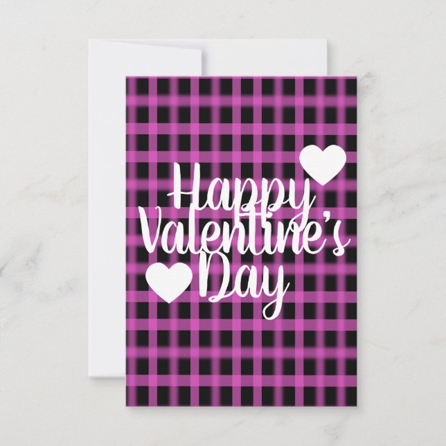 Tarjeta Corazón moderno de San Valentín Cuadro rosa negro (Anverso)