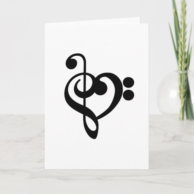 Tarjeta Corazón musical de música - Treble Bass Clef (Anverso)