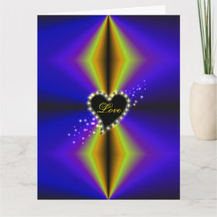 Tarjeta Corazón negro con estrellas en arcoiris amarillo p