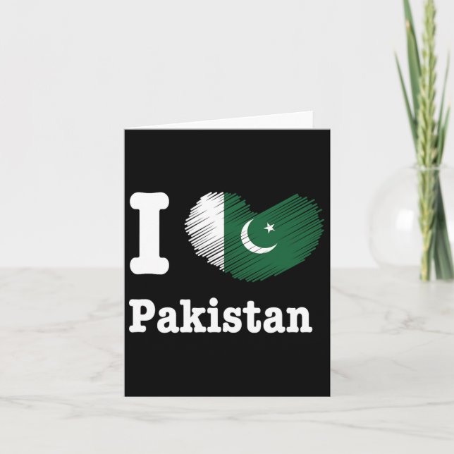 Tarjeta Corazón Pakistán Azadi Mubarak Día de la Bandera O (Anverso)