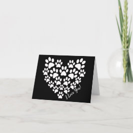 Tarjeta Corazón Personalizado de Huella de Pata en Blanco 