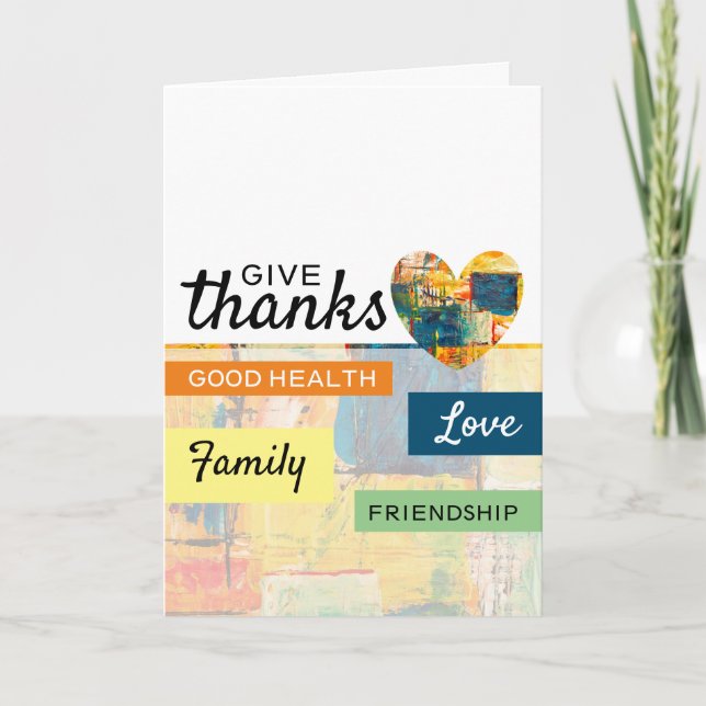 Tarjeta Corazón pintado, Acción de Gracias (Anverso)