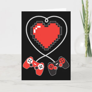 Tarjeta Corazón Pixel Art Control de videojuego San Valent