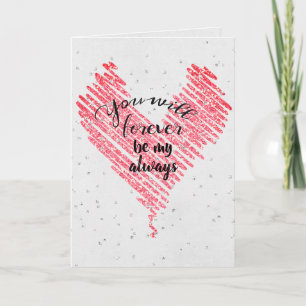 Tarjeta Corazón Purpurina de San Valentín con ostentación