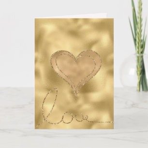 Tarjeta Corazón Purpurina Gold Glam Love