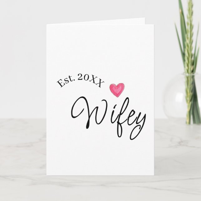 Tarjeta Corazón rojo de esposa año de establecimiento. Esp (Anverso)