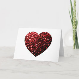 Tarjeta Corazón rojo oscuro con brillo falso destellante