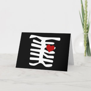 Tarjeta Corazón Rojo Skeleton