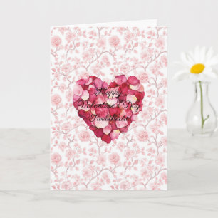Tarjeta Corazón Romántico Pétalos de Rosa Día de San Valen