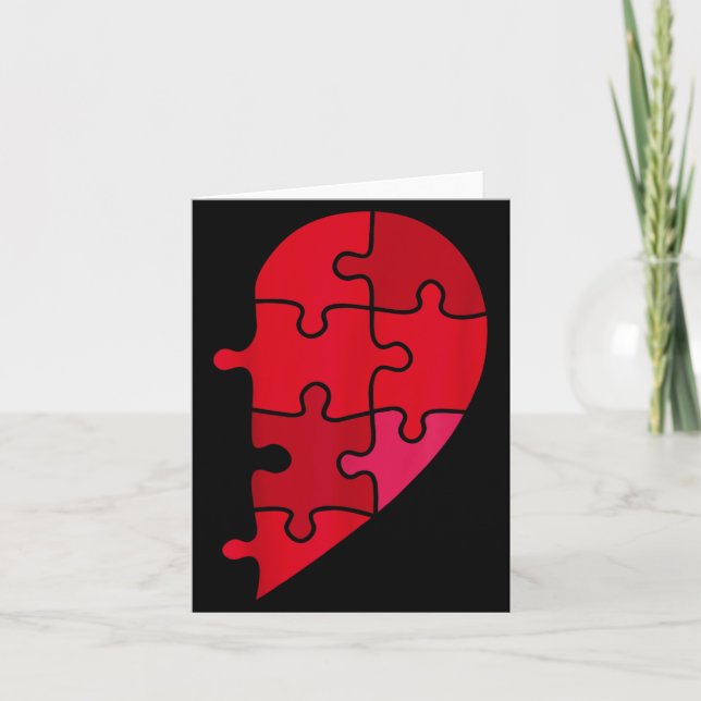 Tarjeta Corazón rompecabezas mitad izquierda San Valentín  (Anverso)