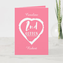 Tarjeta Corazón Rosa 2do Aniversario de Bodas de Algodón