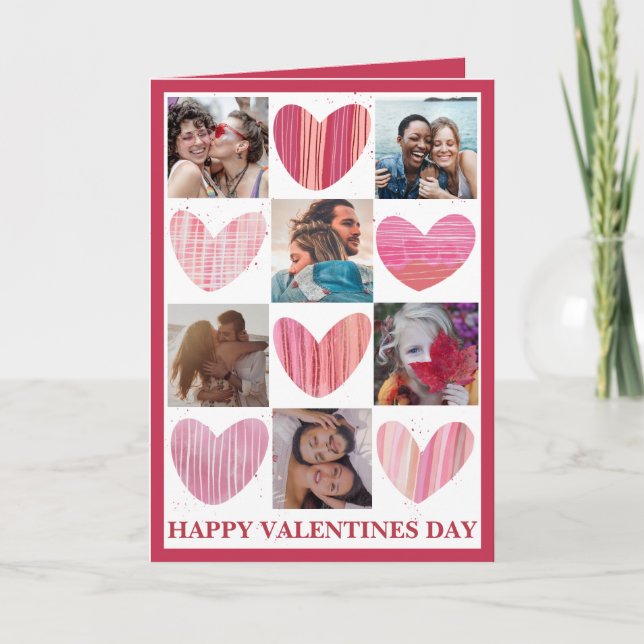 Tarjeta Corazón rosa Día de San Valentín lindo (Anverso)