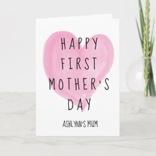 Tarjeta Corazón Rosa Feliz 1er Día de la Madre