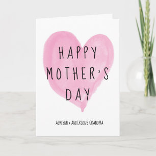 Tarjeta Corazón rosa Feliz Día de la Madre Abuela