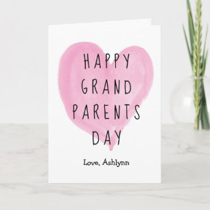 Tarjeta Corazón Rosa Feliz Día de los Abuelos de parte del