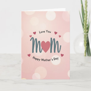 Tarjeta Corazón Rosa Madre Verde Turquesa