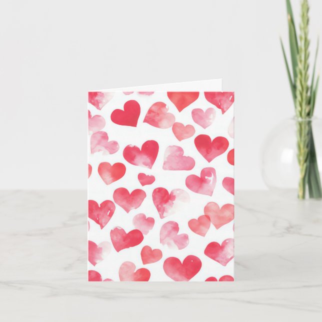 Tarjeta Corazón rosa y rojo saludo de San Valentín (Anverso)