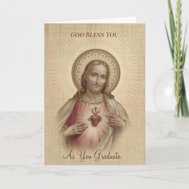 Tarjeta Corazón sagrado de la graduación religiosa de (Anverso)
