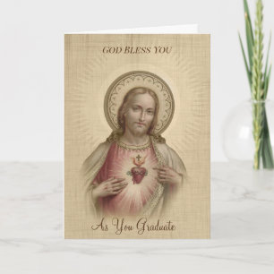 Tarjeta Corazón sagrado de la graduación religiosa de