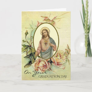 Tarjeta Corazón sagrado del comienzo de la graduación