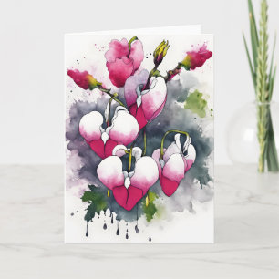 Tarjeta Corazón sangrante - Flores de acuarela