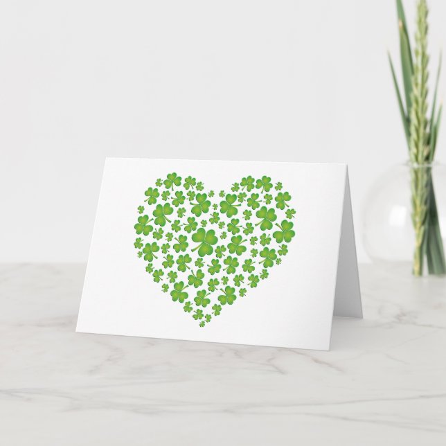 Tarjeta Corazón Shamrock irlandés (Anverso)