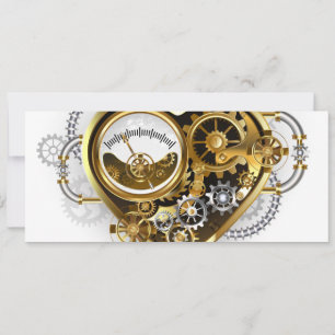 Tarjeta Corazón Steampunk con un Manómetro