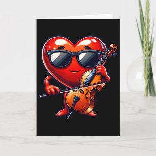 Tarjeta Corazón tocando el violonchelo Día de San Valentín