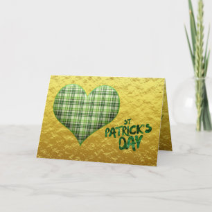 Tarjeta Corazón verde y verde retro San Patricio